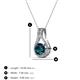 3 - Lauren 5.00 mm Round Blue Diamond and White Diamond Accent Teardrop Pendant Necklace 
