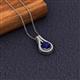 2 - Lauren 6.00 mm Round Blue Sapphire and Diamond Accent Teardrop Pendant Necklace 