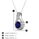 3 - Lauren 6.00 mm Round Blue Sapphire and Diamond Accent Teardrop Pendant Necklace 