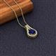 2 - Lauren 6.00 mm Round Blue Sapphire and Diamond Accent Teardrop Pendant Necklace 