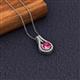 2 - Lauren 6.50 mm Round Pink Tourmaline and Diamond Accent Teardrop Pendant Necklace 