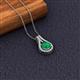 2 - Lauren 6.00 mm Round Emerald and Diamond Accent Teardrop Pendant Necklace 
