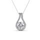 1 - Lauren 6.00 mm Round White Sapphire and Diamond Accent Teardrop Pendant Necklace 