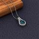 2 - Lauren 6.50 mm Round Blue Diamond and White Diamond Accent Teardrop Pendant Necklace 