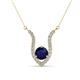1 - Lauren 6.00 mm Round Blue Sapphire and Diamond Accent Pendant Necklace 