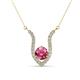 1 - Lauren 6.00 mm Round Pink Tourmaline and Diamond Accent Pendant Necklace 