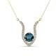 1 - Lauren 6.00 mm Round Blue Diamond and White Diamond Accent Pendant Necklace 