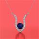 2 - Lauren 6.00 mm Round Blue Sapphire and Diamond Accent Pendant Necklace 