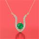 2 - Lauren 6.00 mm Round Emerald and Diamond Accent Pendant Necklace 