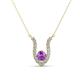 1 - Lauren 4.00 mm Round Amethyst and Diamond Accent Pendant Necklace 