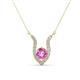 1 - Lauren 5.00 mm Round Lab Created Pink Sapphire and Diamond Accent Pendant Necklace 