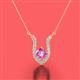 2 - Lauren 5.00 mm Round Lab Created Pink Sapphire and Diamond Accent Pendant Necklace 