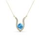 1 - Lauren 5.00 mm Round Blue Topaz and Diamond Accent Pendant Necklace 