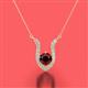 2 - Lauren 5.00 mm Round Red Garnet and Diamond Accent Pendant Necklace 
