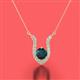 2 - Lauren 5.00 mm Round London Blue Topaz and Diamond Accent Pendant Necklace 