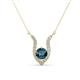 1 - Lauren 5.00 mm Round Blue Diamond and White Diamond Accent Pendant Necklace 