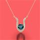 2 - Lauren 5.00 mm Round Blue Diamond and White Diamond Accent Pendant Necklace 