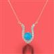 2 - Lauren 5.00 mm Round Turquoise and Diamond Accent Pendant Necklace 