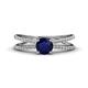 1 - Flavia Classic Round Blue Sapphire and Diamond Criss Cross Engagement Ring 