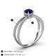 4 - Flavia Classic Round Blue Sapphire and Diamond Criss Cross Engagement Ring 