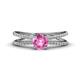 1 - Flavia Classic Round Pink Sapphire and Diamond Criss Cross Engagement Ring 