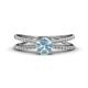 1 - Flavia Classic Round Aquamarine and Diamond Criss Cross Engagement Ring 