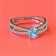 2 - Flavia Classic Round Aquamarine and Diamond Criss Cross Engagement Ring 