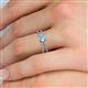 5 - Flavia Classic Round Aquamarine and Diamond Criss Cross Engagement Ring 
