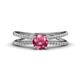 1 - Flavia Classic Round Pink Tourmaline and Diamond Criss Cross Engagement Ring 
