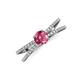 3 - Flavia Classic Round Pink Tourmaline and Diamond Criss Cross Engagement Ring 