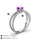 4 - Flavia Classic Round Amethyst and Diamond Criss Cross Engagement Ring 