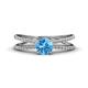1 - Flavia Classic Round Blue Topaz and Diamond Criss Cross Engagement Ring 