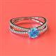 2 - Flavia Classic Round Blue Topaz and Diamond Criss Cross Engagement Ring 