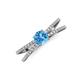 3 - Flavia Classic Round Blue Topaz and Diamond Criss Cross Engagement Ring 
