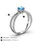 4 - Flavia Classic Round Blue Topaz and Diamond Criss Cross Engagement Ring 
