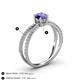 4 - Flavia Classic Round Iolite and Diamond Criss Cross Engagement Ring 