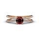 1 - Flavia Classic Round Red Garnet and Diamond Criss Cross Engagement Ring 