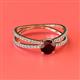 2 - Flavia Classic Round Red Garnet and Diamond Criss Cross Engagement Ring 