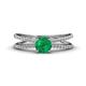 1 - Flavia Classic Round Emerald and Diamond Criss Cross Engagement Ring 
