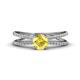 1 - Flavia Classic Round Yellow Sapphire and Diamond Criss Cross Engagement Ring 