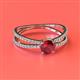 2 - Flavia Classic Round Ruby and Diamond Criss Cross Engagement Ring 