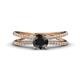 1 - Flavia Classic Round Center Black Diamond Accented with White Diamond Criss Cross Engagement Ring 