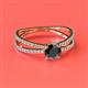 2 - Flavia Classic Round Center Black Diamond Accented with White Diamond Criss Cross Engagement Ring 