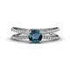 1 - Flavia Classic Round Center Blue Diamond Accented with White Diamond Criss Cross Engagement Ring 