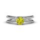1 - Flavia Classic Round Center Yellow Diamond Accented with White Diamond Criss Cross Engagement Ring 