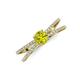 3 - Flavia Classic Round Center Yellow Diamond Accented with White Diamond Criss Cross Engagement Ring 