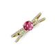 3 - Flavia Classic Round Pink Tourmaline and Diamond Criss Cross Engagement Ring 