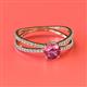 2 - Flavia Classic Round Pink Tourmaline and Diamond Criss Cross Engagement Ring 