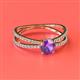 2 - Flavia Classic Round Amethyst and Diamond Criss Cross Engagement Ring 