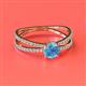 2 - Flavia Classic Round Blue Topaz and Diamond Criss Cross Engagement Ring 
